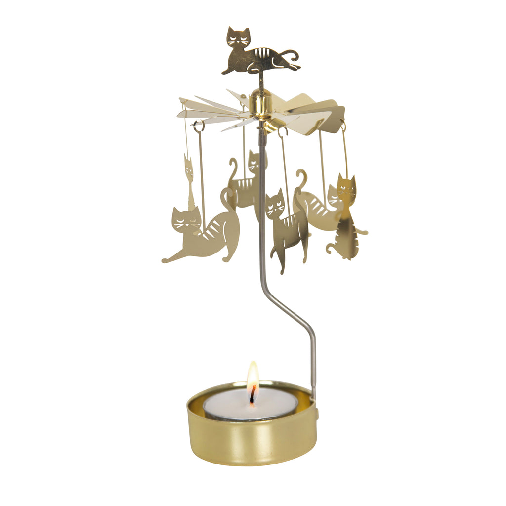 Rotary Candle Holder Cat Family