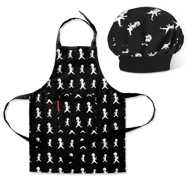 Childrens Apron & Chefs Hat Black