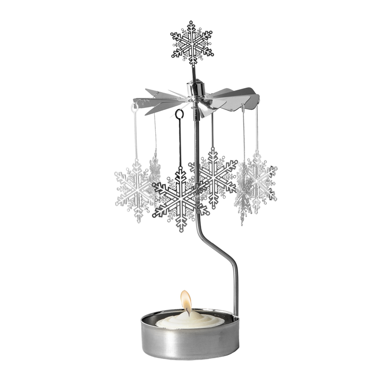 Rotary Candle Holder Snowflake Silver