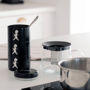 Three-part Storage Jar - Black